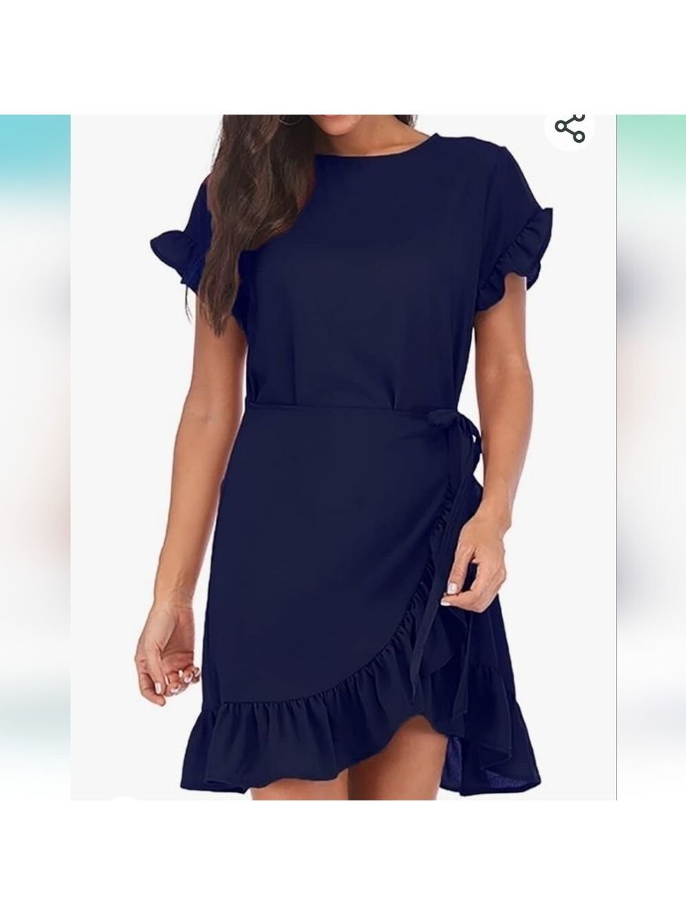 WEEPINLEE Womens ShortSleeve Round Neck Ruffles Wrap Dresses NWOT Size XL - Picture 2 of 9